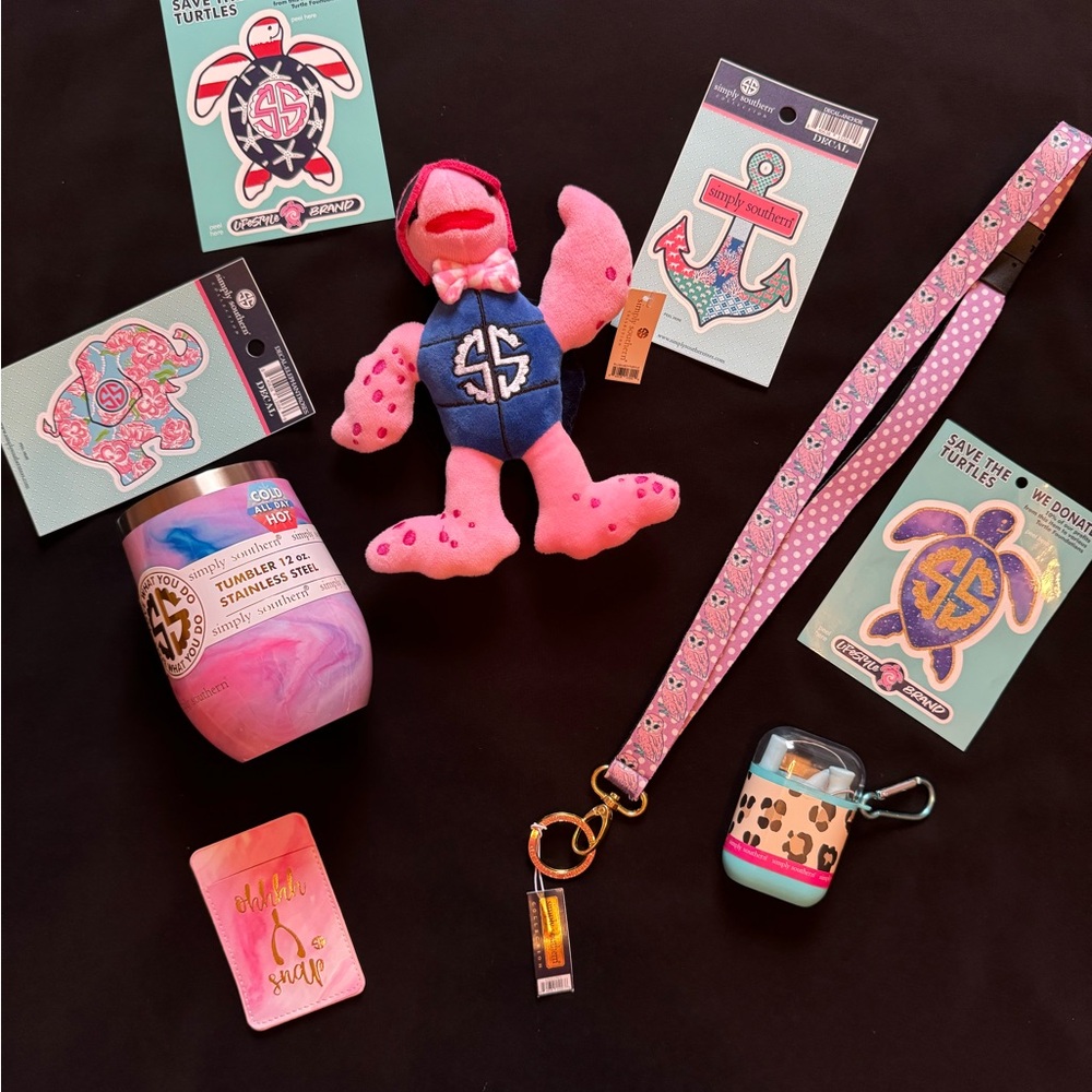 Simply Southern tumbler, lanyard, turtle, more